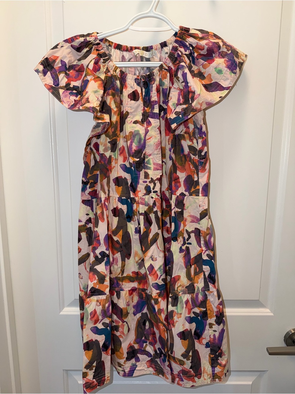 Marie Oliver Multicolor Abstract Flutter-Sleeve Mini Dress